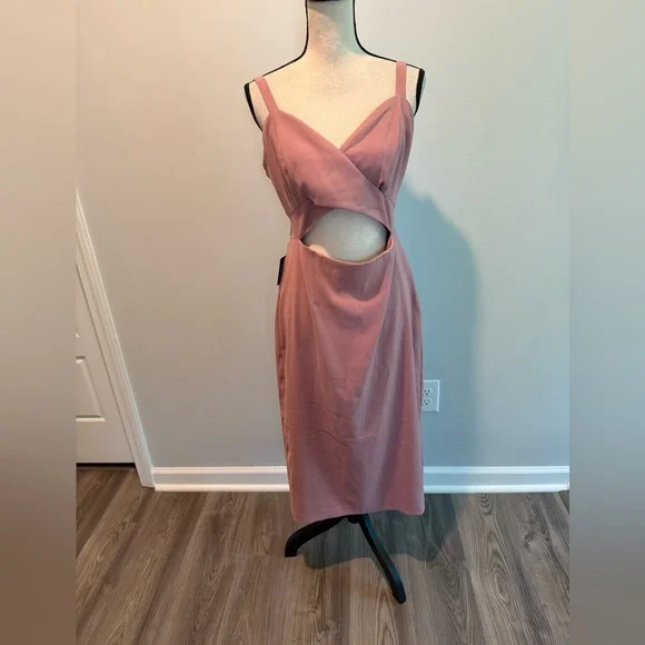 knee length dresses for ladies Mauve Floral Ruffle Midi Dress Small main image 0